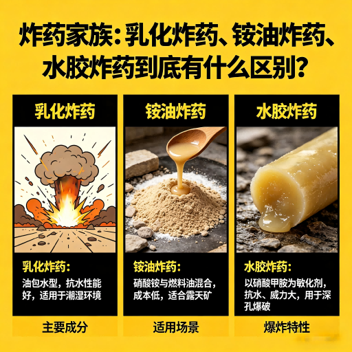 武山炸药家族：乳化炸药、铵油炸药、水胶炸药到底有什么区别？